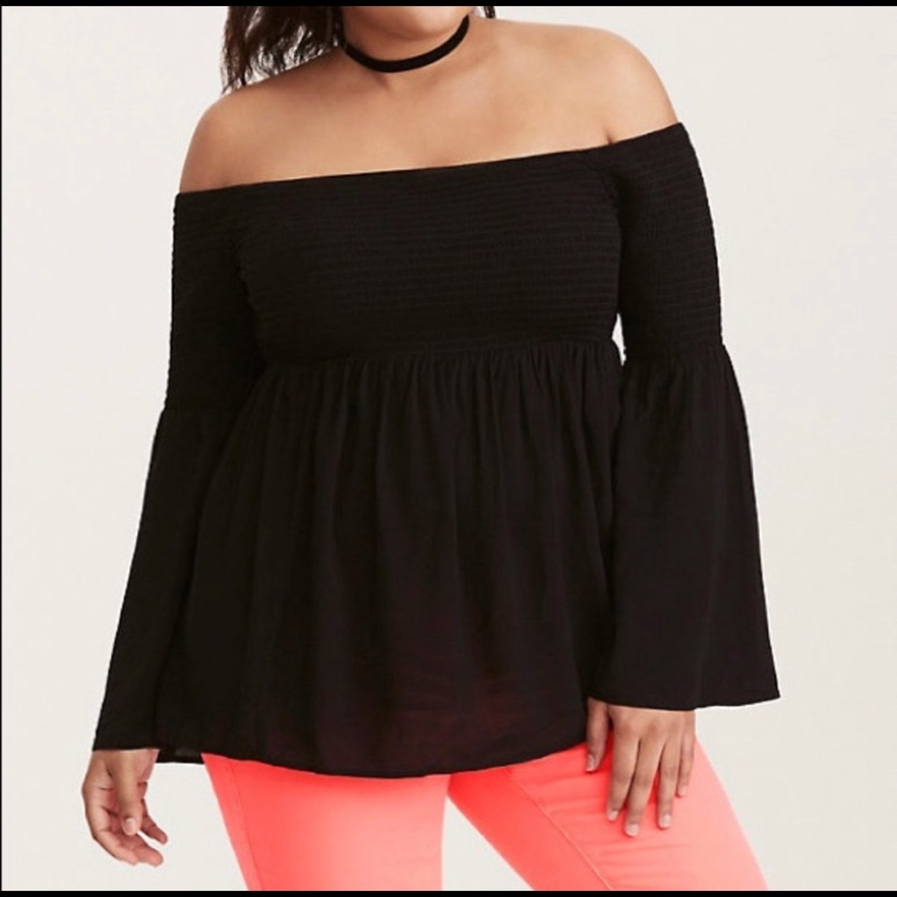 Torrid Smocked Off Shoulder Babydoll Top sz 1